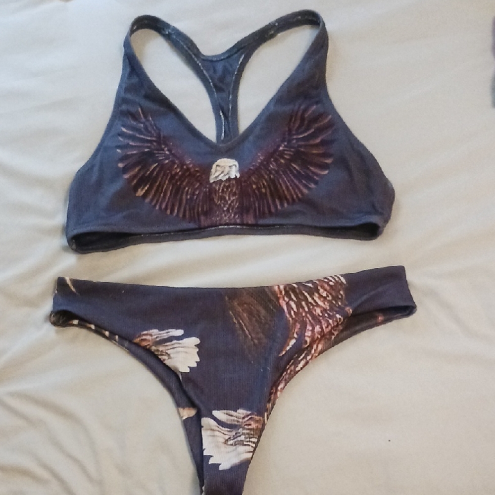 Women's Eagle Print Swim Set - Blue